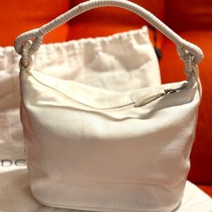 Donald Pliner Leather Tiny Handbag-wrapped handle-Cloud White